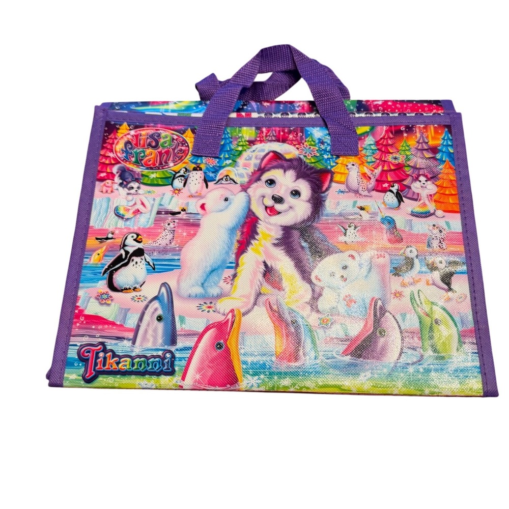 Lisa Frank Tikanni Trifold Portfolio Art Organizer Bag with 6 Crayons Rainbow